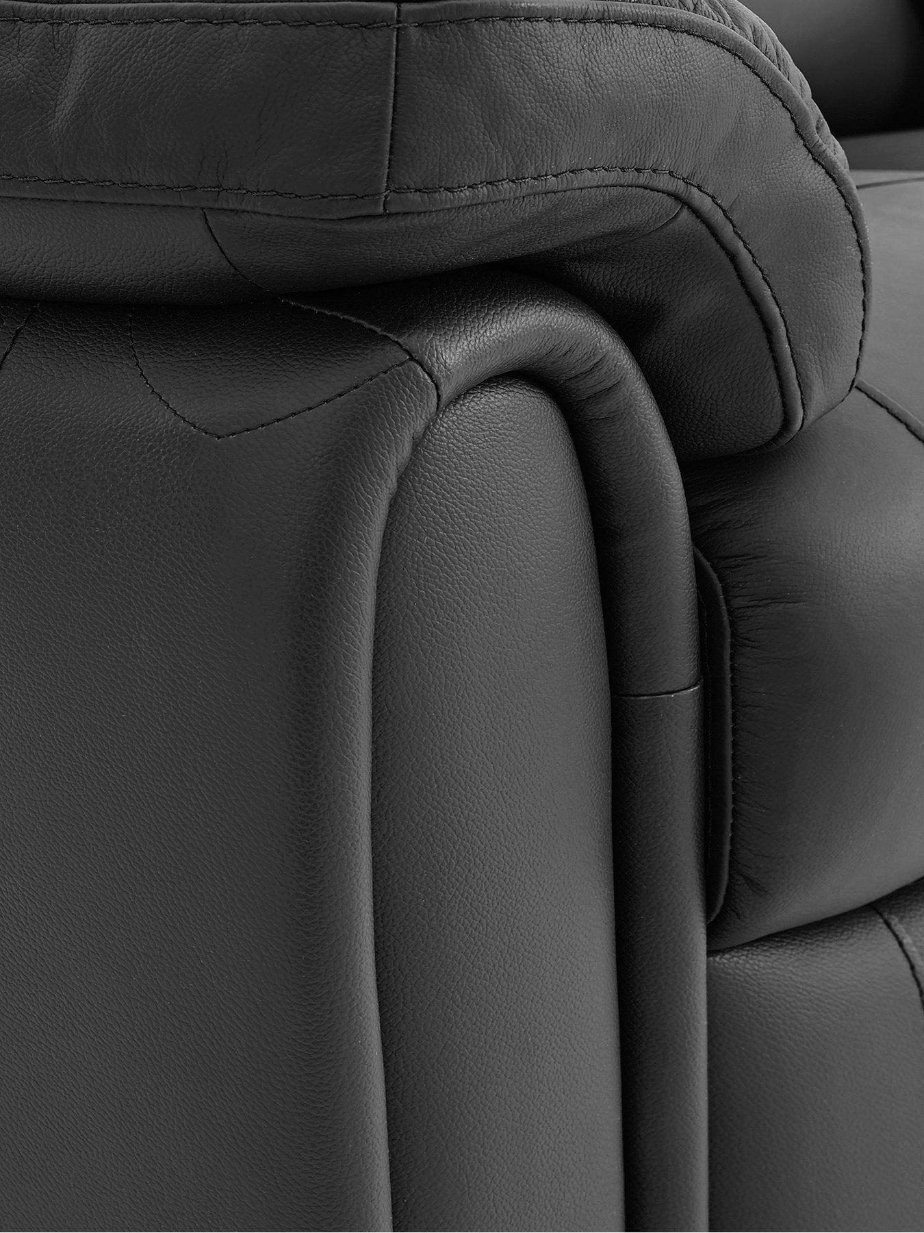 Image 3 of 5 of undefined Leighton&nbsp;Leather/Faux Leather High Back&nbsp;2 Seater Power Recliner Sofa - Black