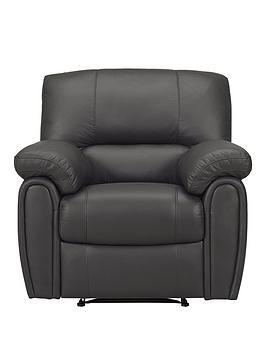 Product photograph of Leighton Leather Faux Leather High Back Power Recliner Armchair - Black from very.co.uk
