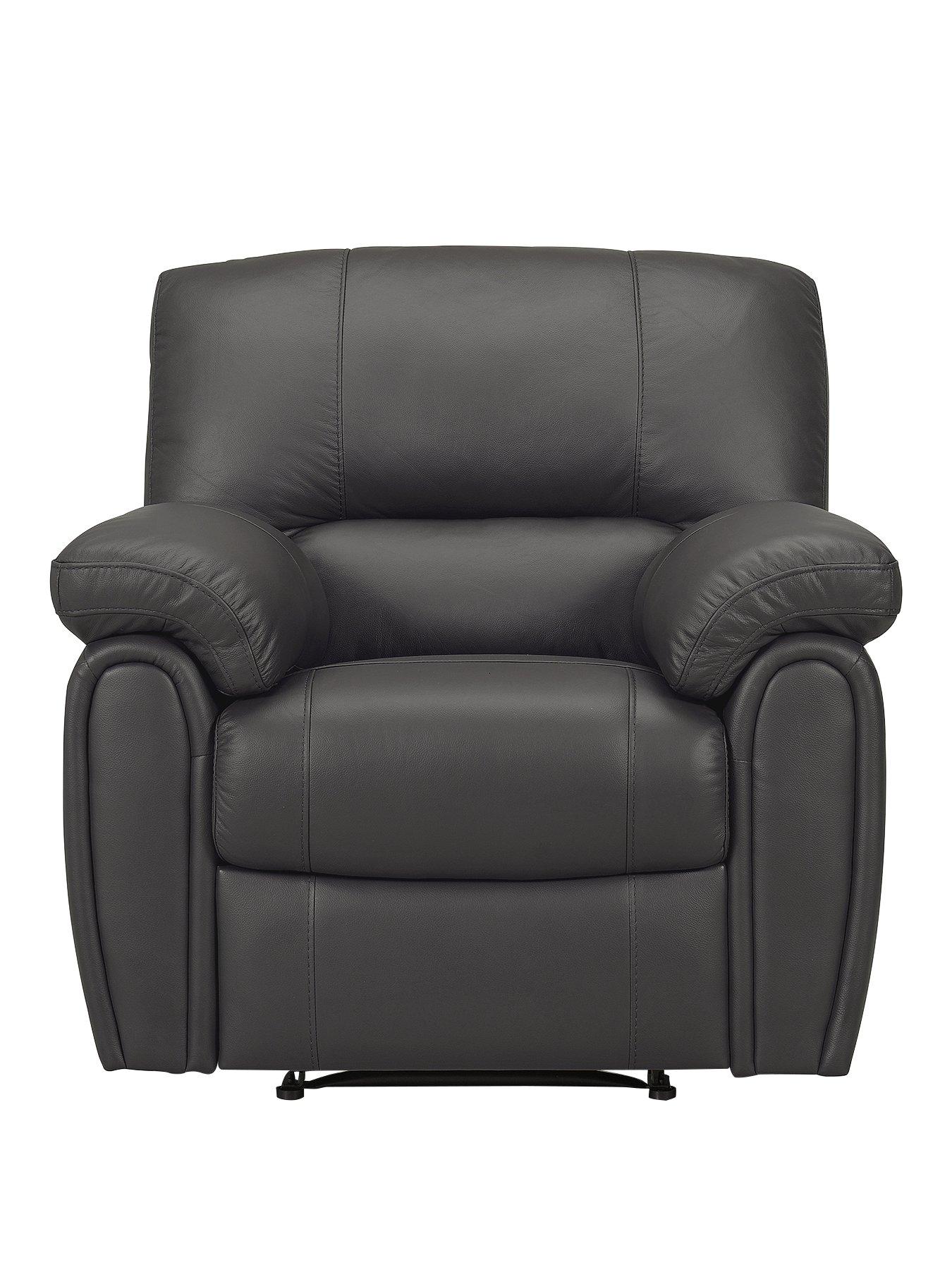 undefined Leighton Leather/Faux Leather High Back Power Recliner Armchair - Black