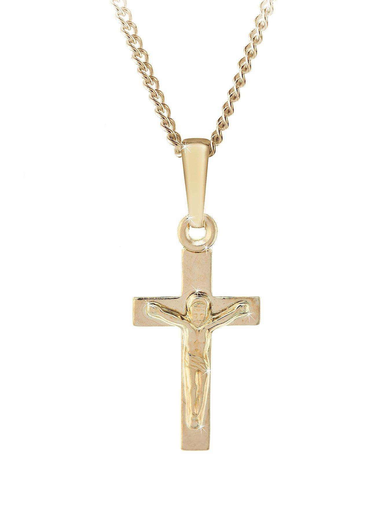 White gold hot sale crucifix necklace