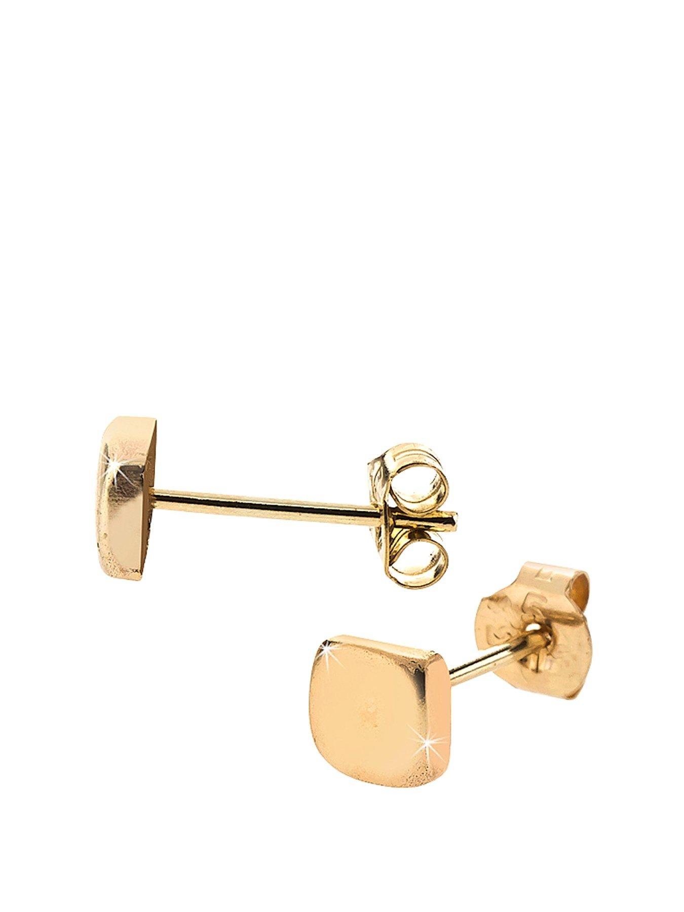 Image of The Love Collection 9 Carat Gold Square Stud Earrings