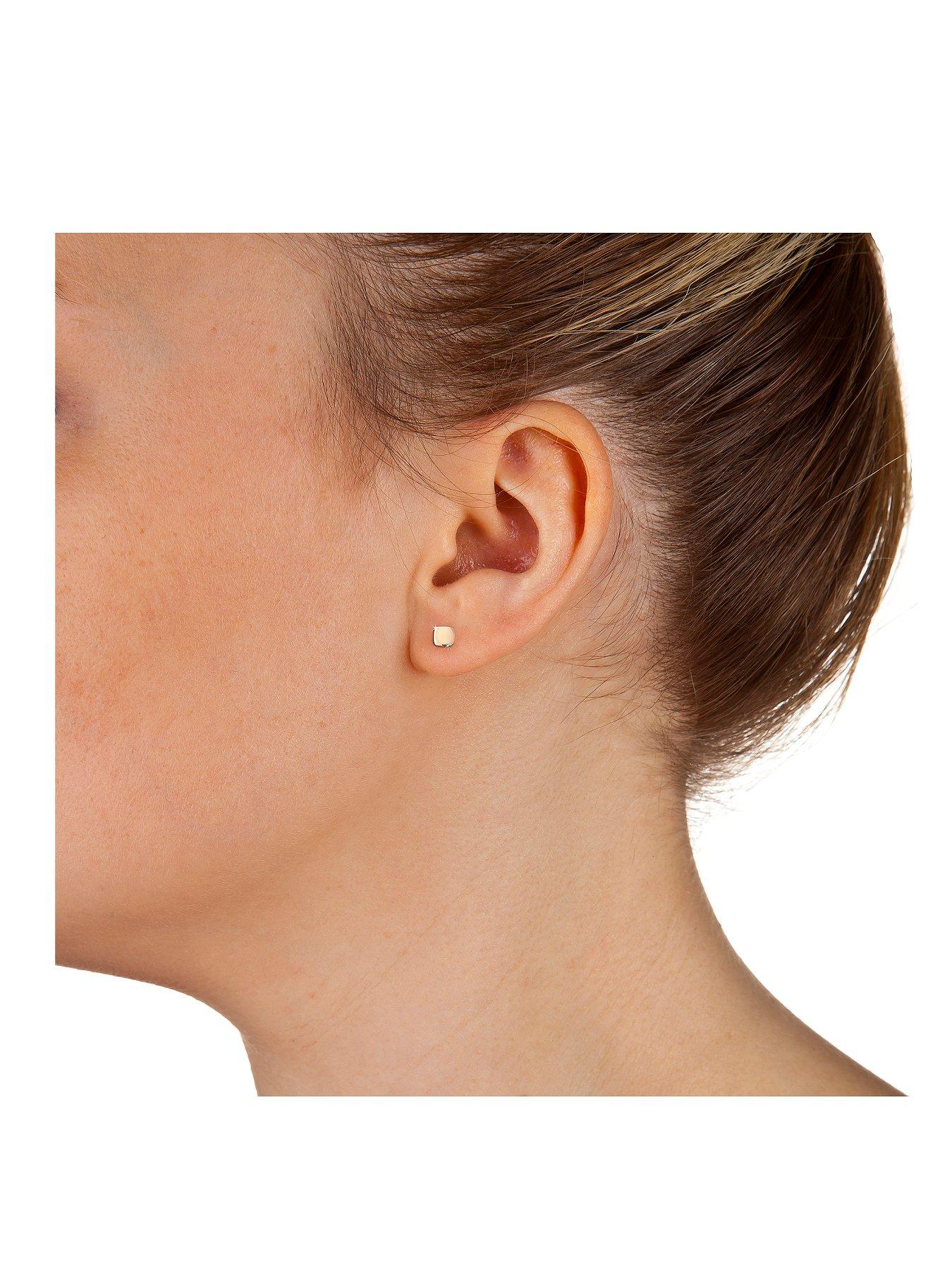 Image 2 of 4 of The Love Collection 9 Carat Gold Square Stud Earrings
