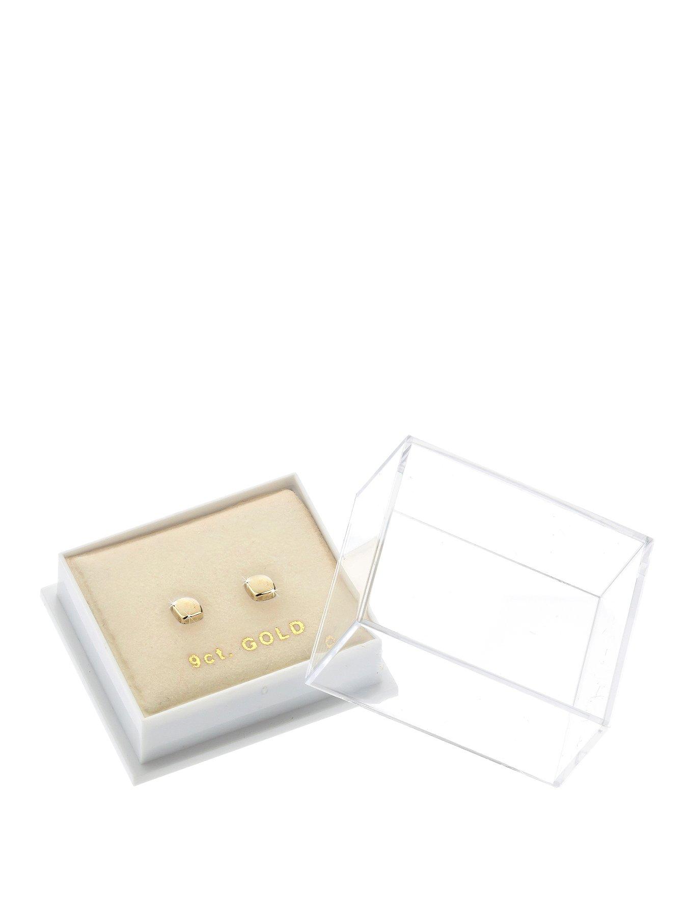 Image 4 of 4 of The Love Collection 9 Carat Gold Square Stud Earrings