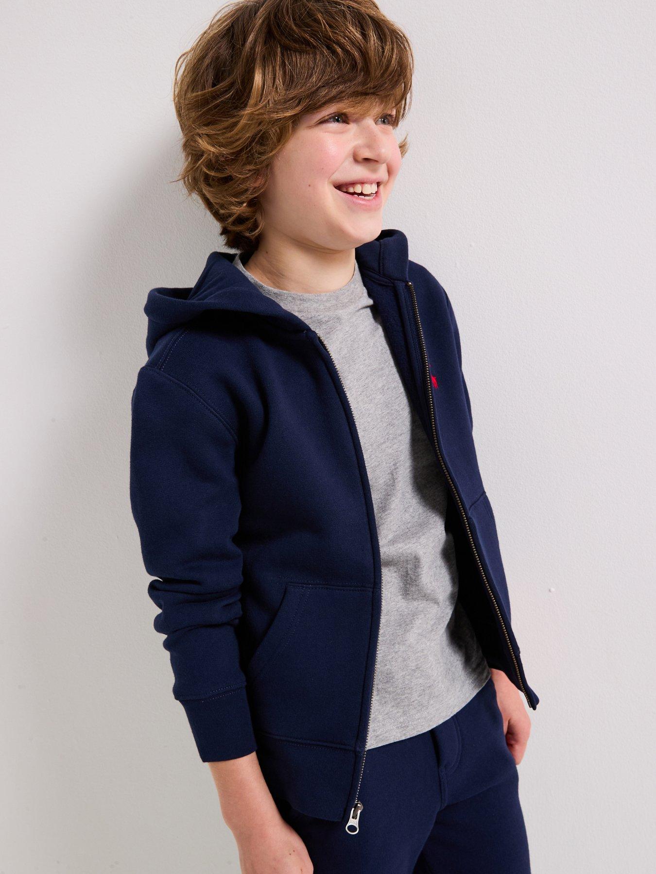 undefined Boys Classic Zip Through Hoodie - Navy