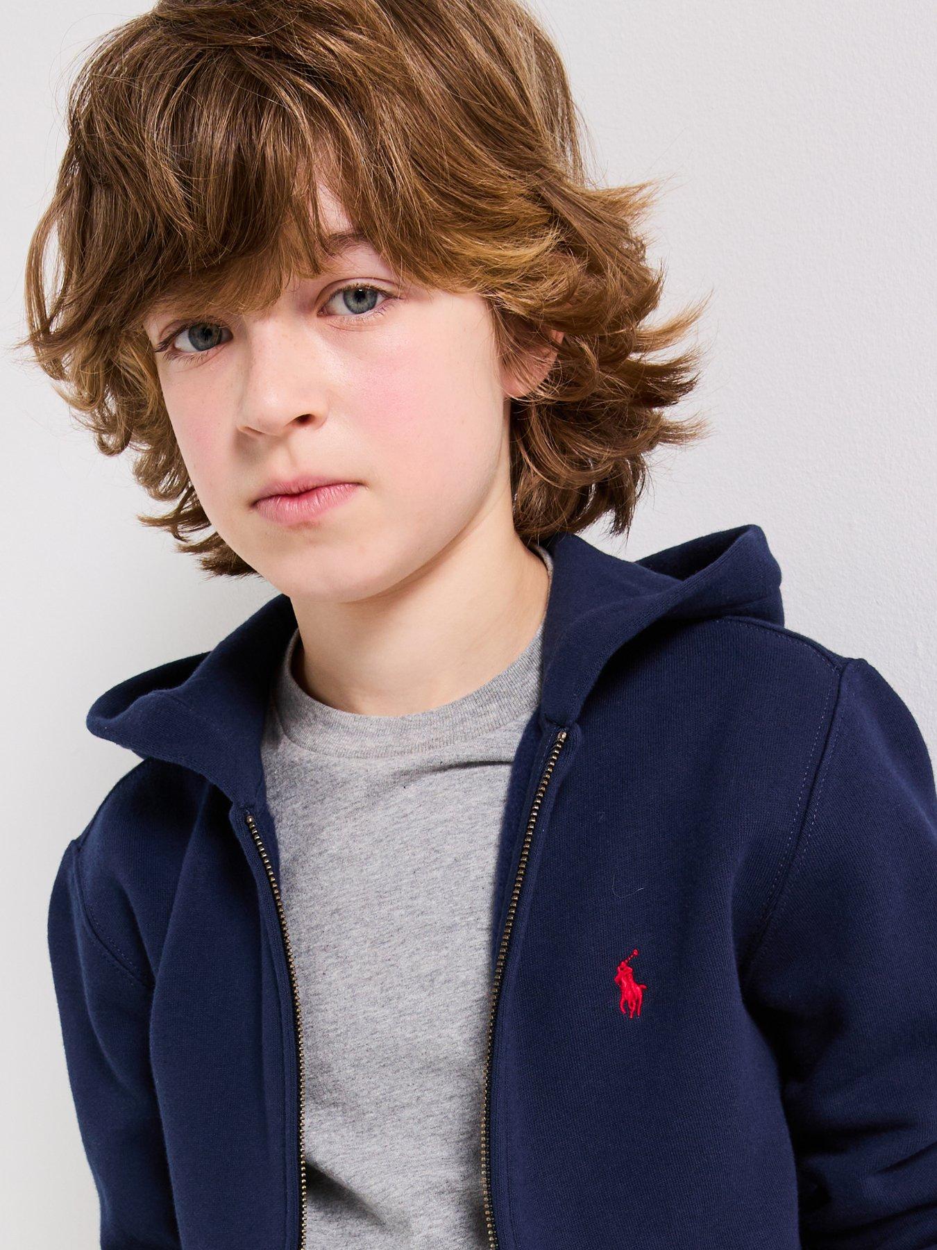 Image 3 of 5 of Polo Ralph Lauren Boys Classic Zip Through Hoodie - Navy