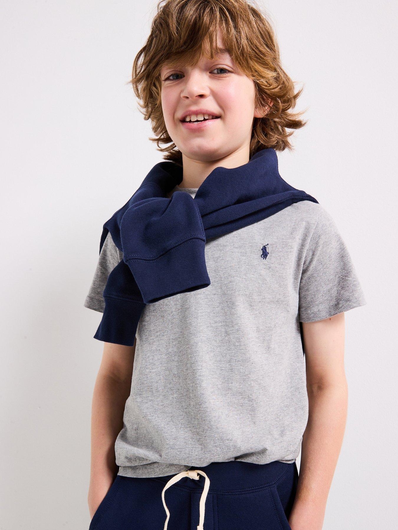 Image 1 of 6 of Polo Ralph Lauren Boys Classic Pony Logo T-Shirt - Grey Marl