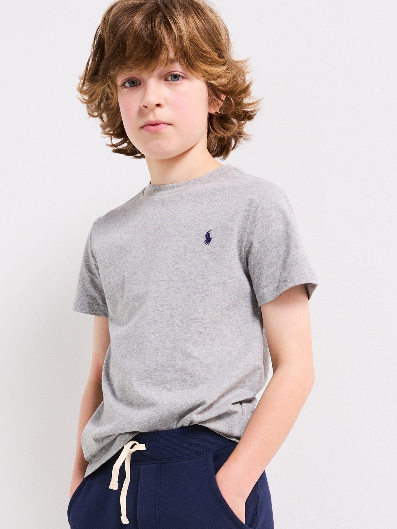 Image 3 of 6 of Polo Ralph Lauren Boys Classic Pony Logo T-Shirt - Grey Marl