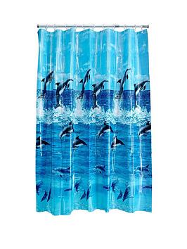 Product photograph of Aqualona Dolphin Shower Curtain from very.co.uk