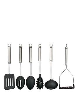 Product photograph of Masterclass Professional Stainless Steel Kitchen Utensil Set 6 Piece from very.co.uk