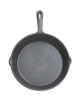Product photograph of Kitchencraft 24 Cm Deluxe Cast Iron Round Plain Grill Pan from very.co.uk