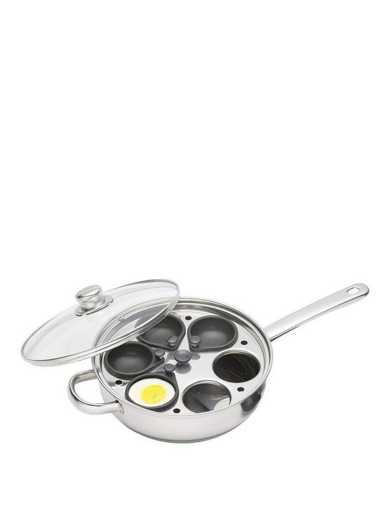 front image of kitchencraft-clearview-stainless-steel-28-cm-6-hole-egg-poacher-with-glass-lid