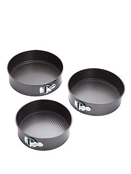 Product photograph of Kitchencraft 3-piece Non-stick Spring Form Cake Tin Set from very.co.uk