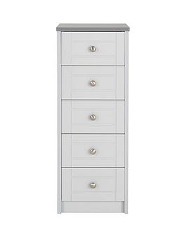 Product photograph of One Call Alderley Ready Assembled Narrow 5 Drawer Chest from very.co.uk