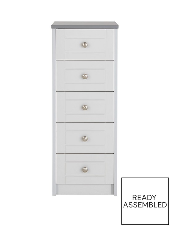 front image of alderley-ready-assembled-narrow-5-drawer-chest