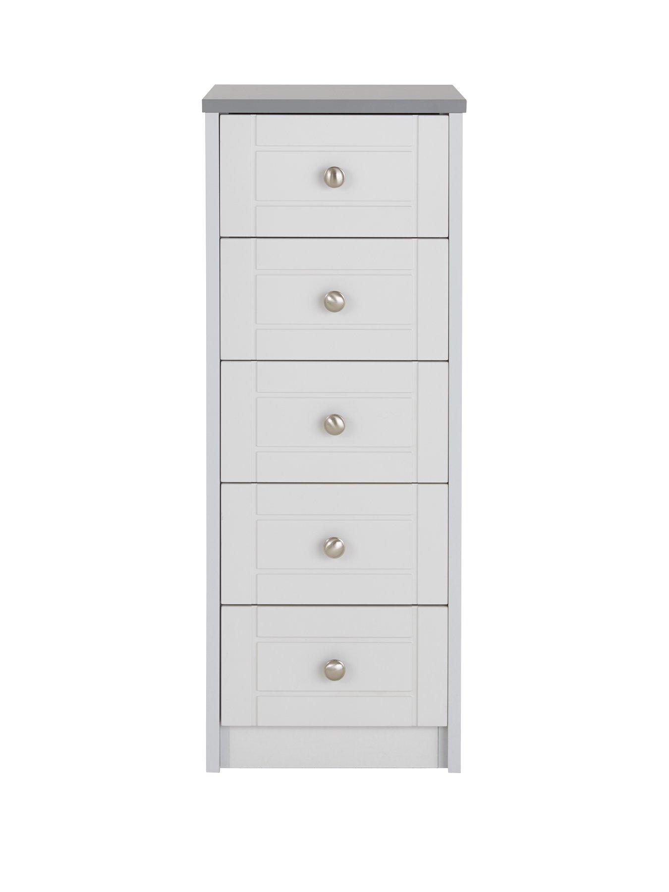 Ready assembled grey chest store of drawers