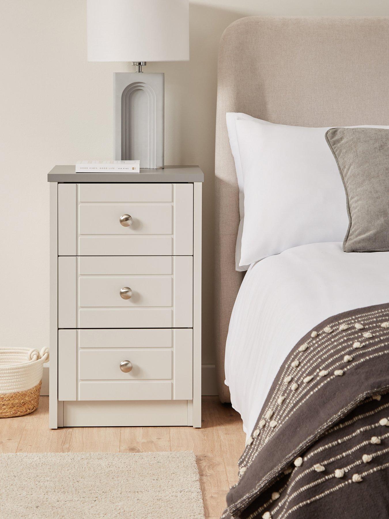 One Call Alderley Ready Assembled 3-Drawer Bedside Chest
