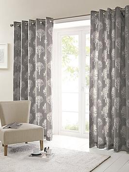 Product photograph of Silvestry Printed Eyelet Lined Curtains from very.co.uk