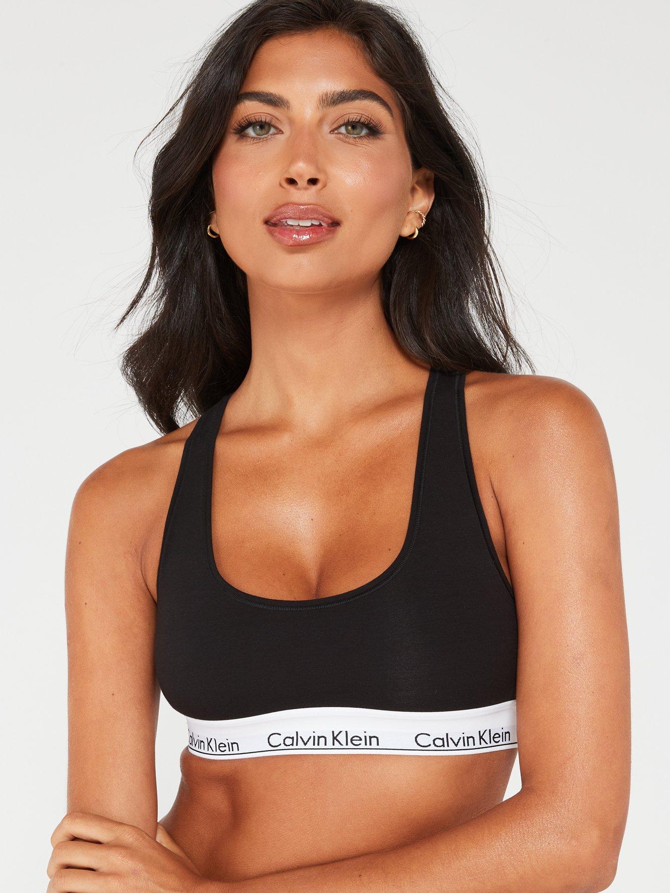 Calvin Klein Women's Modern Structure Bralette Black/Blue RRP