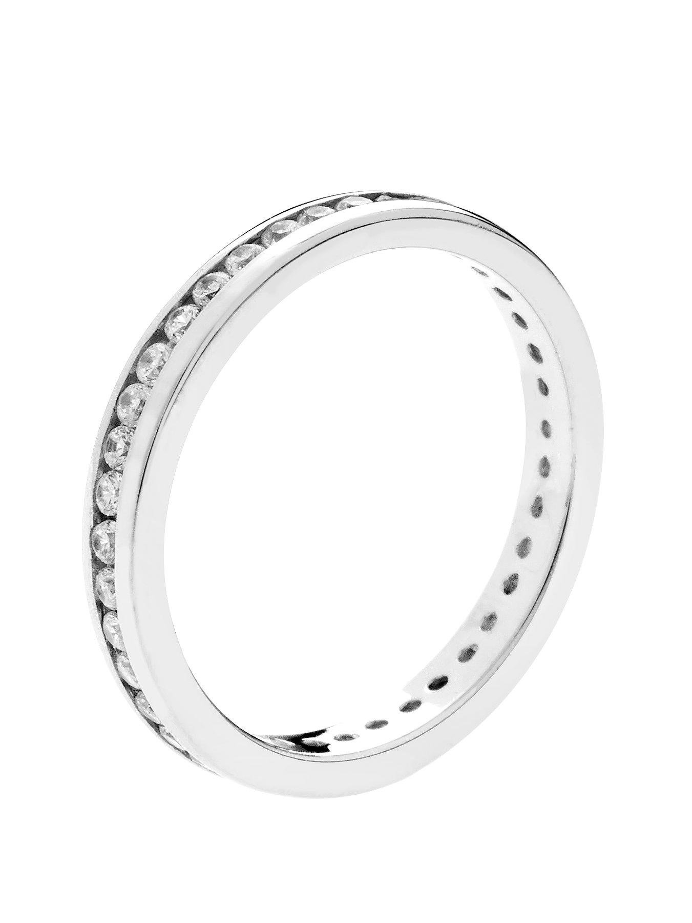 Image 2 of 5 of The Love Collection Rhodium-Plated Sterling Silver Channel Set Eternity Cubic Zirconia Ring