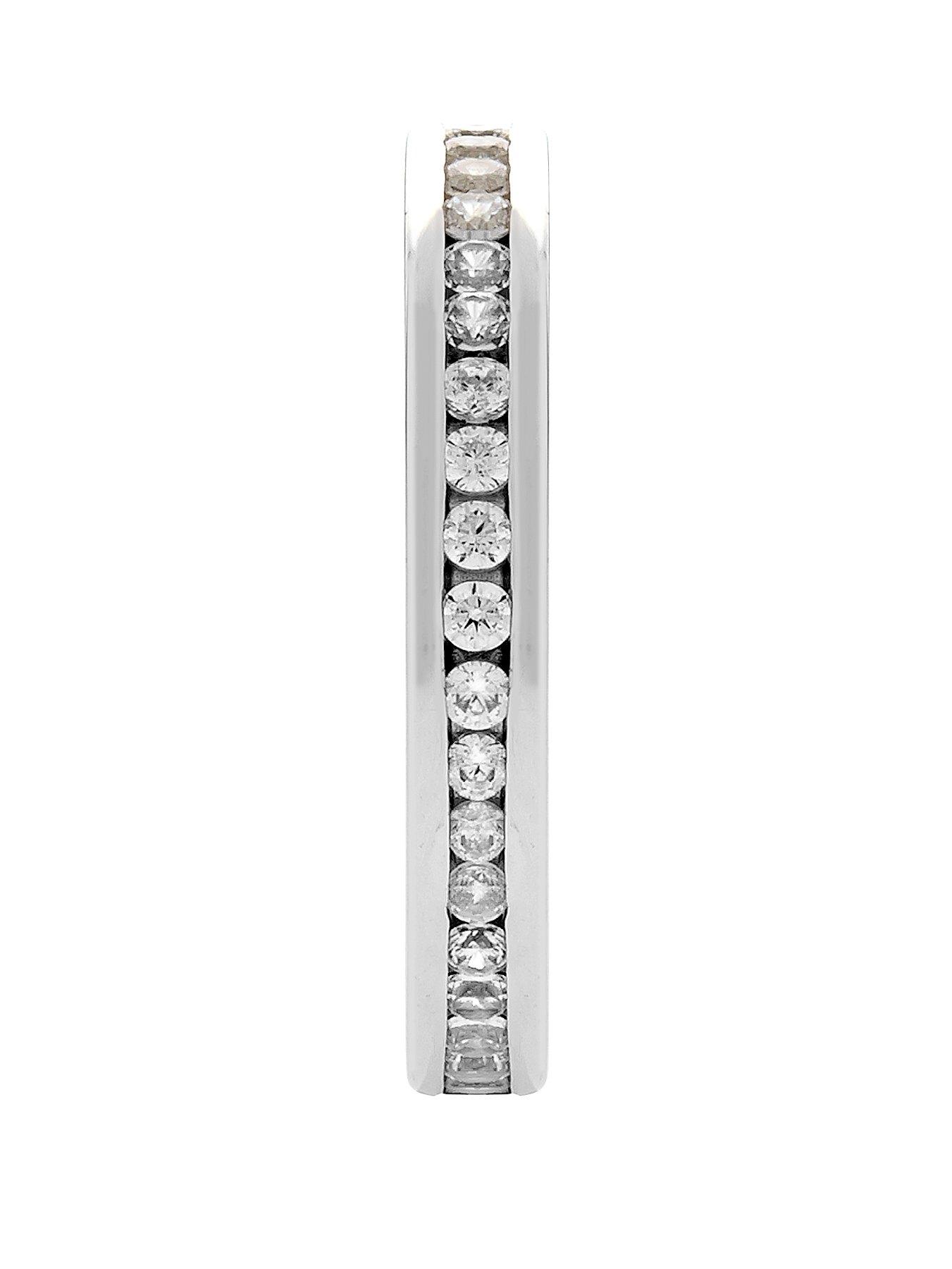 Image 4 of 5 of The Love Collection Rhodium-Plated Sterling Silver Channel Set Eternity Cubic Zirconia Ring