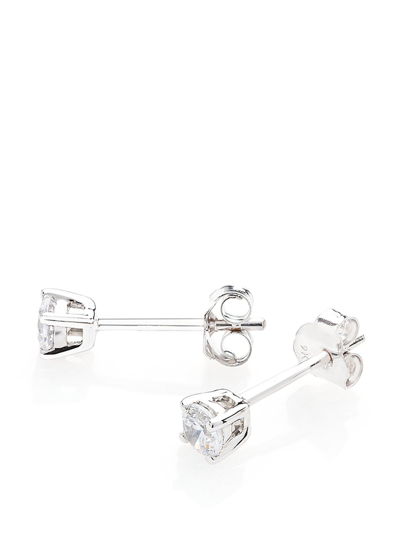 Product photograph of Love Diamond 9ct White Gold 25 Point Diamond Solitaire Earrings from very.co.uk