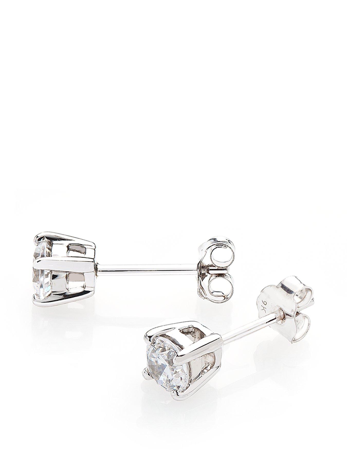 Product photograph of Love Diamond 9-carat White Gold 50 Point Diamond Solitaire Earrings from very.co.uk