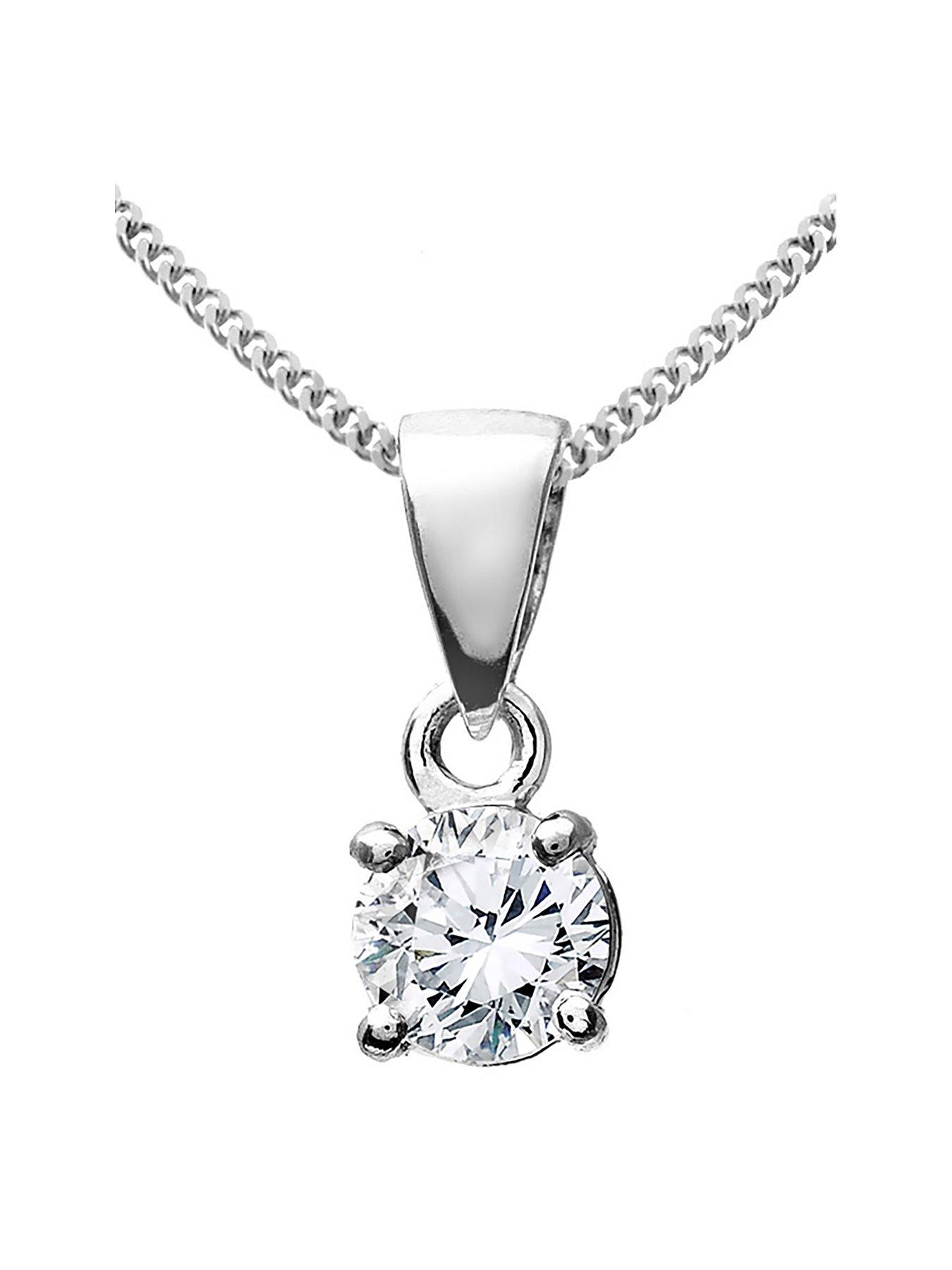 Product photograph of Love Diamond 9ct White Gold 25 Point Diamond Solitaire Pendant from very.co.uk