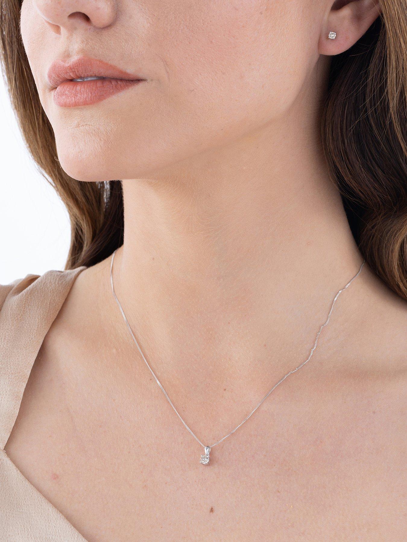 Image 2 of 3 of Love DIAMOND 9ct White Gold 25 Point Diamond Solitaire Pendant