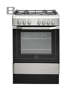 Indesit I6G52X 60cm Single Oven Dual Fuel Cooker - Stainless Steel
