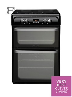 Hotpoint Ultima HUI614K 60cm Double Oven Electric Cooker with Induction Hob - Black