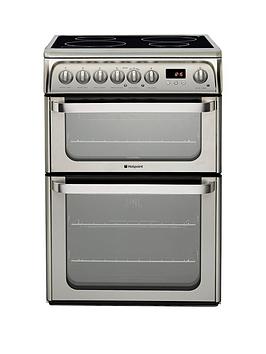 Hotpoint Ultima Hui611X 60Cm Double Oven Electric Cooker With Induction Hob - Stainless Steel Best Price, Cheapest Prices