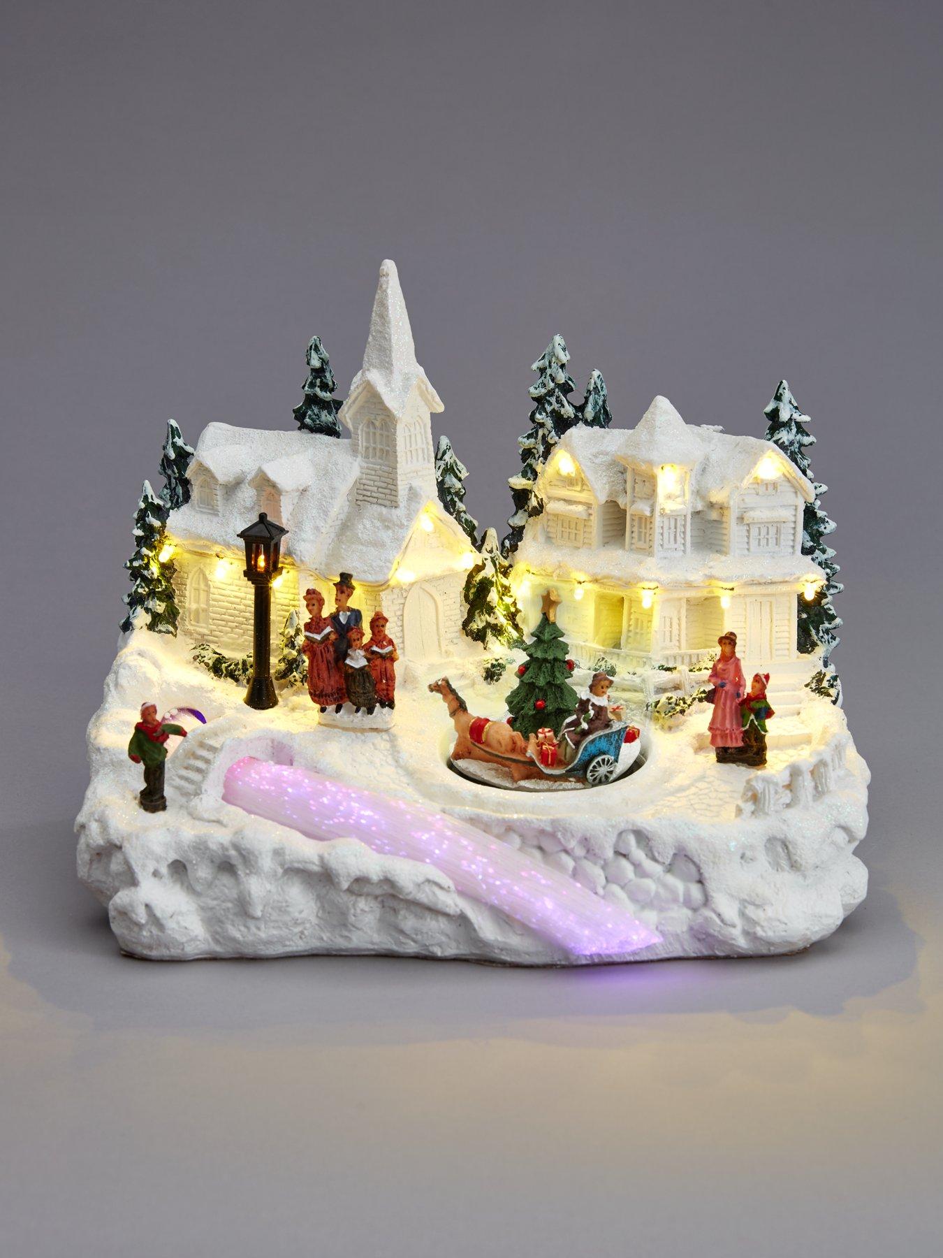 Polyresin LED Christmas Village with Revolving Christmas Tree | very.co.uk