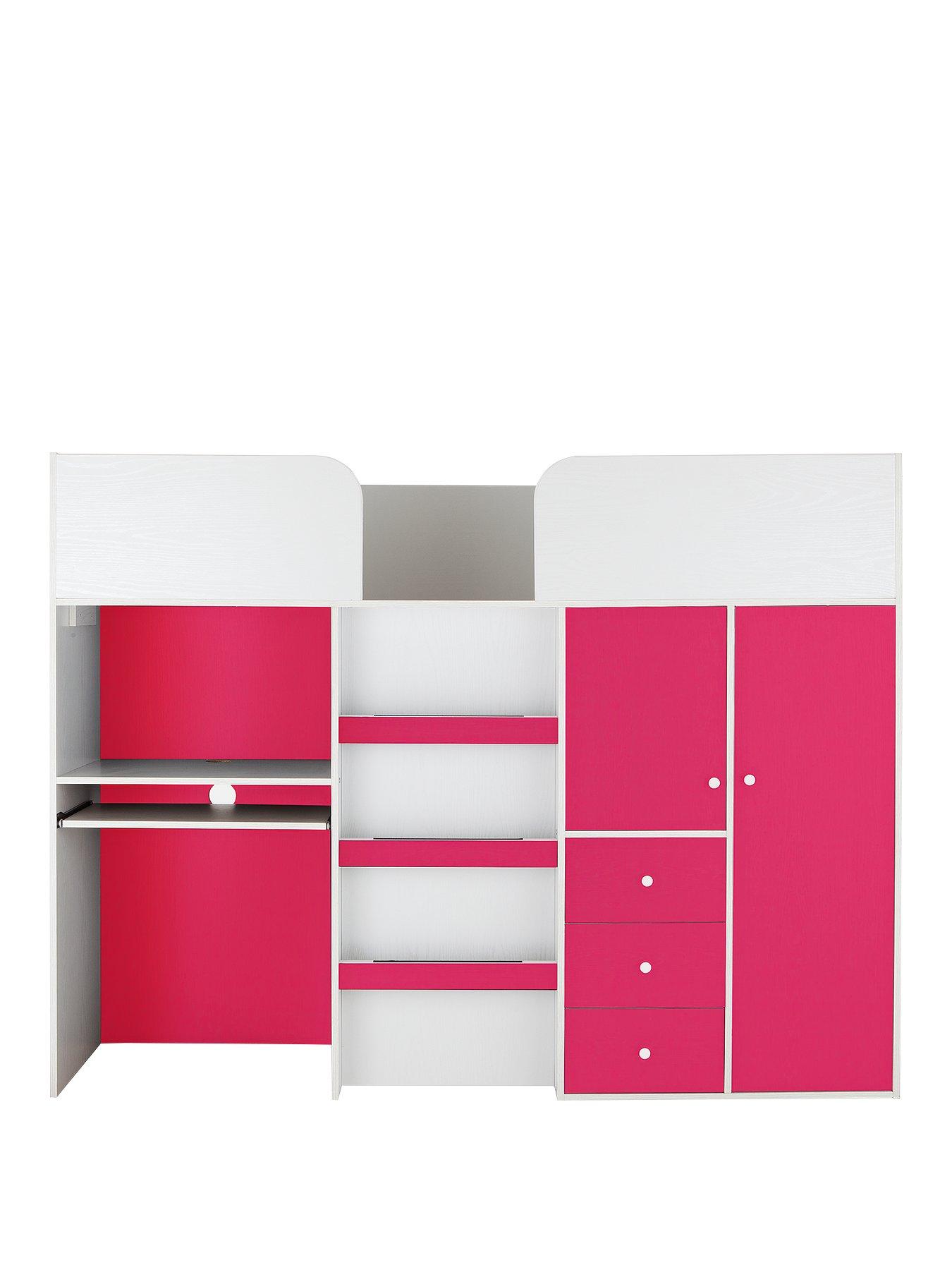 Very Home Miami Fresh Midsleeper Bed with Desk, Drawers, Cupboards