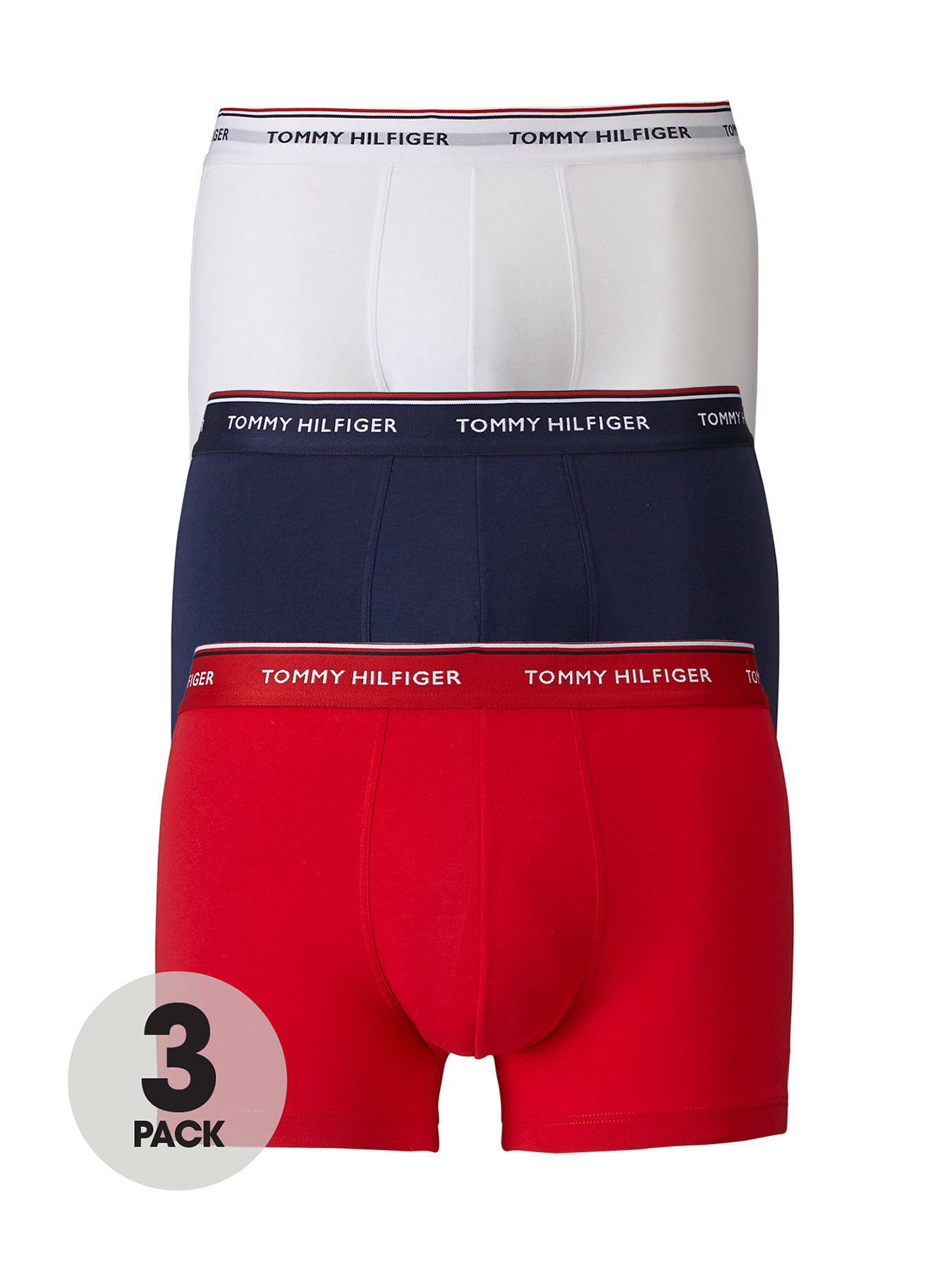 undefined 3 Pack Premium Essentials Trunks - Red/White/Navy