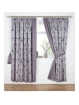 Product photograph of Boston Jacquard Lined Pencil Pleat Curtains from very.co.uk