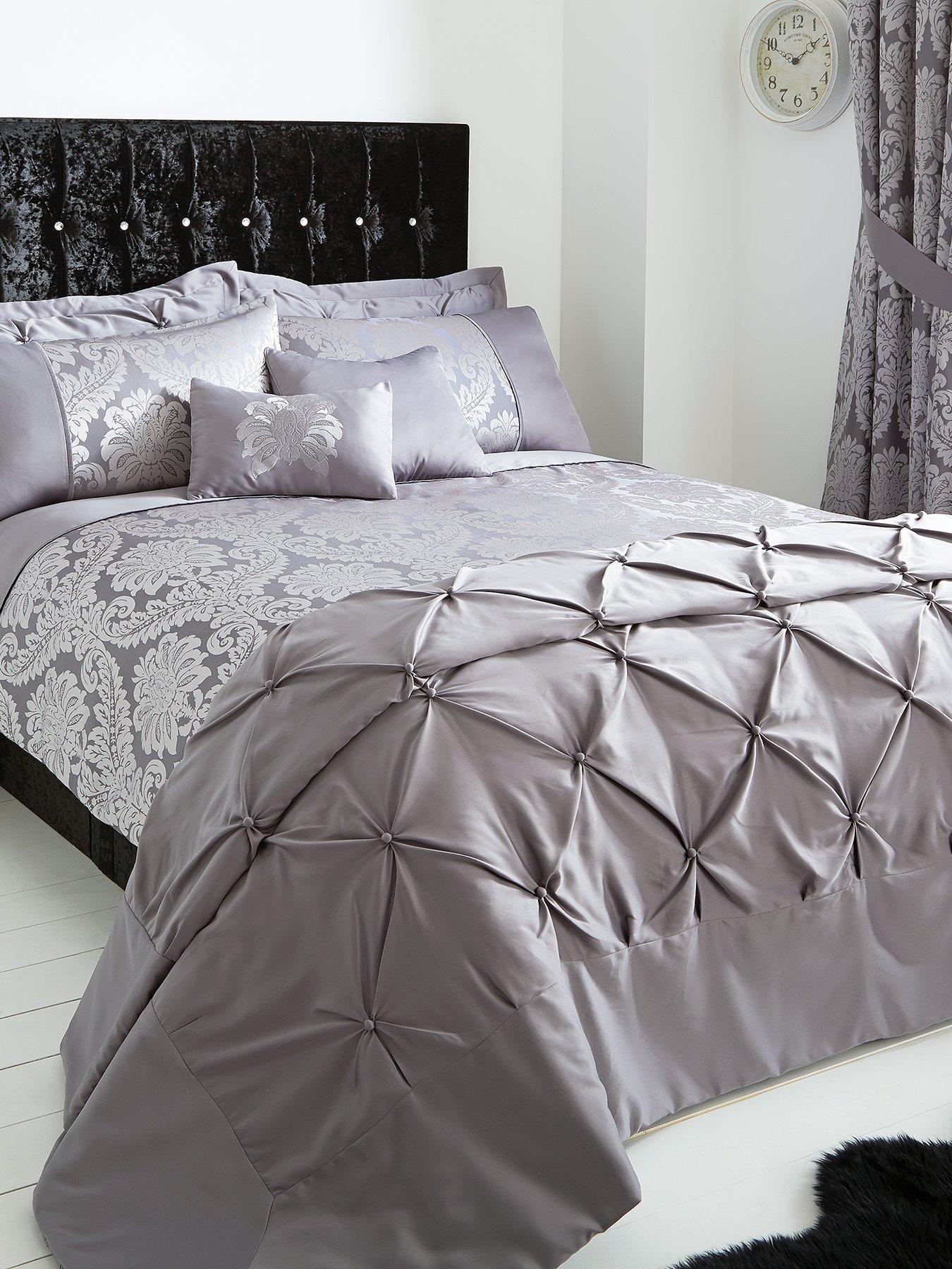 Product photograph of Boston Jacquard Duvet Cover Set - Silver - King from very.co.uk