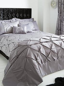 Product photograph of Very Home Boston Jacquard Duvet Cover Set - Silver - King from very.co.uk