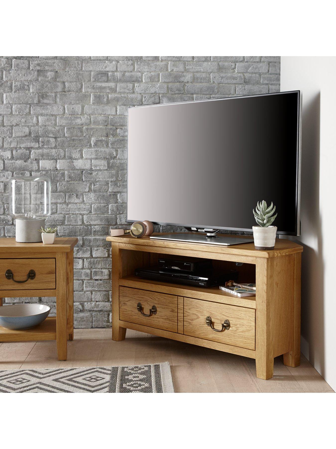 Luxe Collection London Oak Ready Assembled Corner Tv Unit Fits