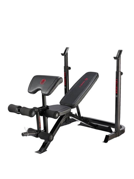 front image of marcy-eclipse-be3000-weight-bench-and-adjustable-squat-stand