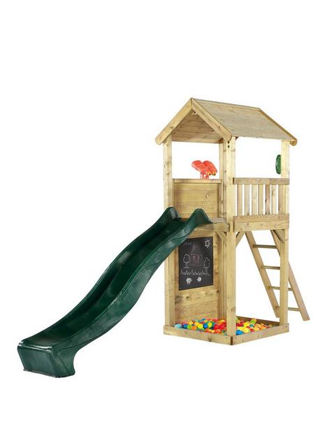 plum-wooden-lookout-tower-play-centre-with-slide-climbing-wall-and-sand-pit