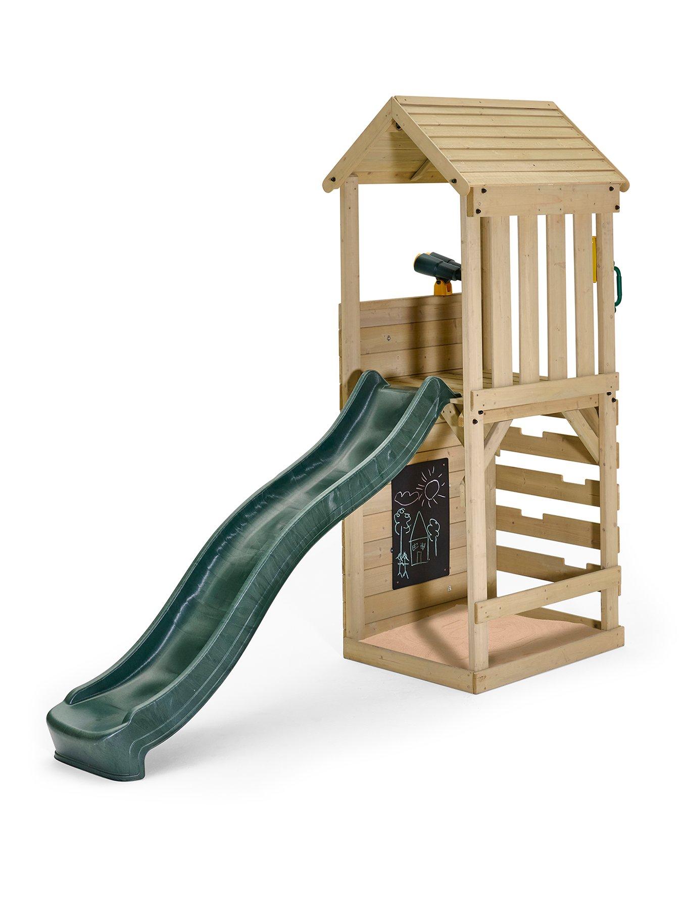 Plum Wooden Lookout Tower Play Centre with Slide, Climbing Wall and Sand Pit