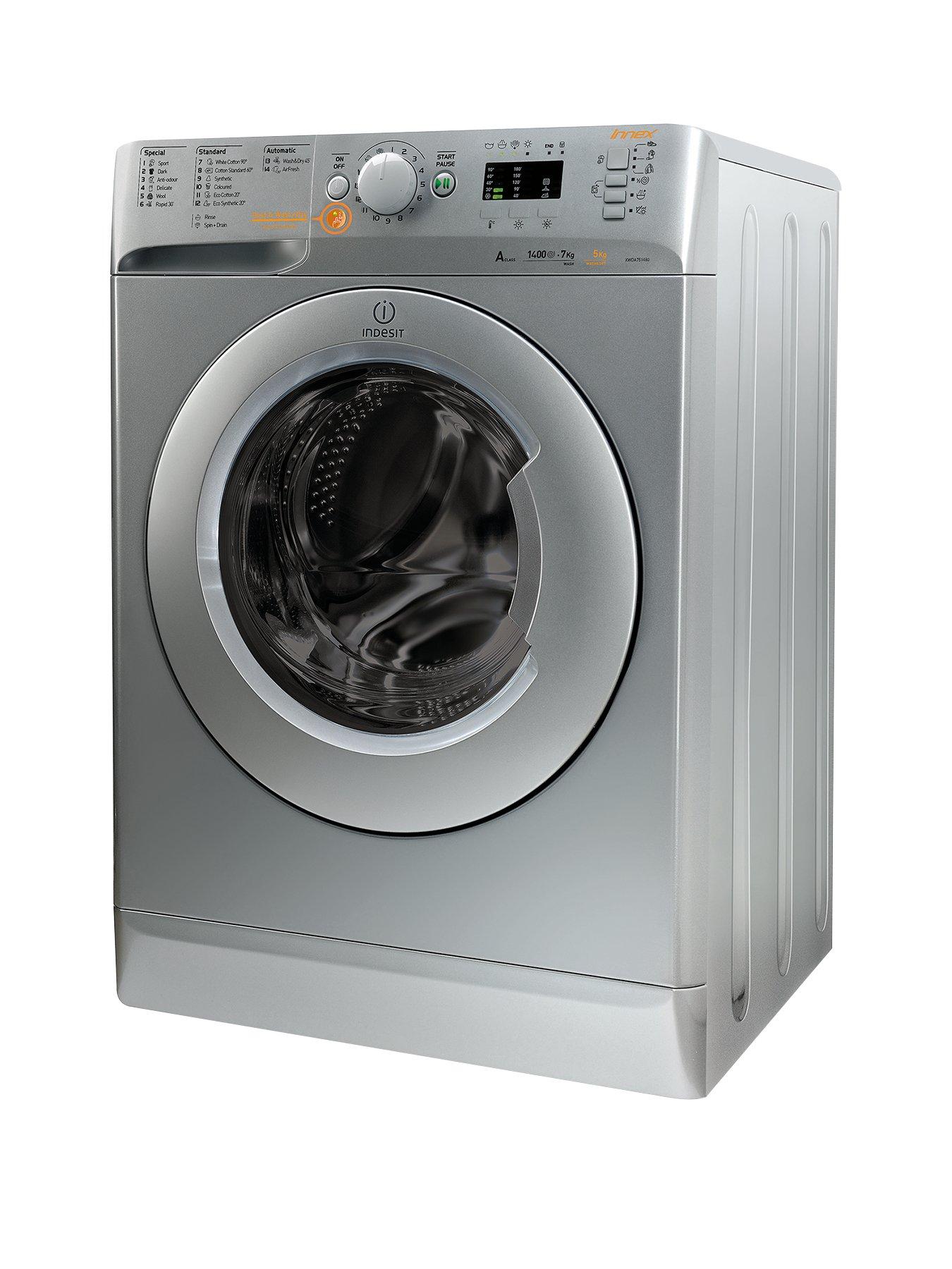 Indesit Innex Xwde751480Xs Innex 1400 Spin, 7Kg Wash, 5Kg Dry Washer Dryer - Silver