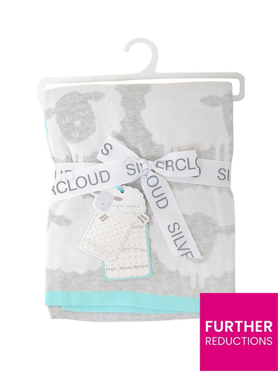 front image of silvercloud-counting-sheep-pram-blanket