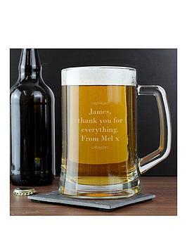 Product photograph of The Personalised Memento Company Personalised Decorative Glass Tankard from very.co.uk