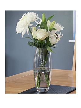 Product photograph of The Personalised Memento Company Personalised Entwined Hearts Vase from very.co.uk