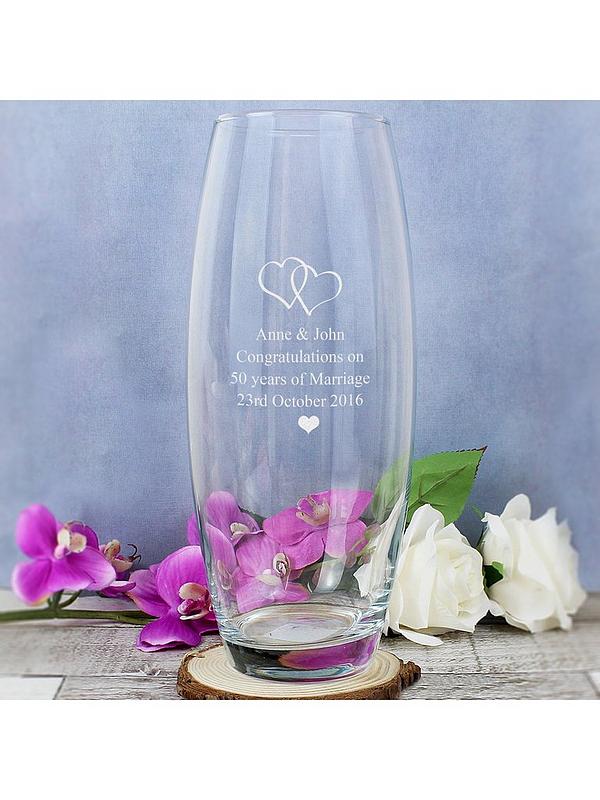 Image 2 of 3 of The Personalised Memento Company Personalised Entwined Hearts Vase