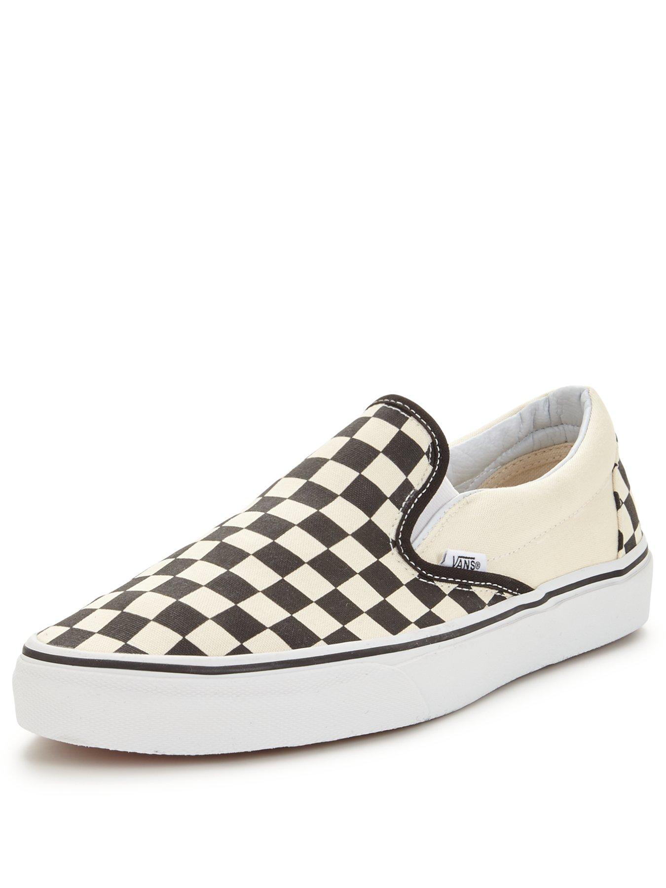 Vans Classic Checkerboard Slip-On Plimsolls - Black/White | very.co.uk