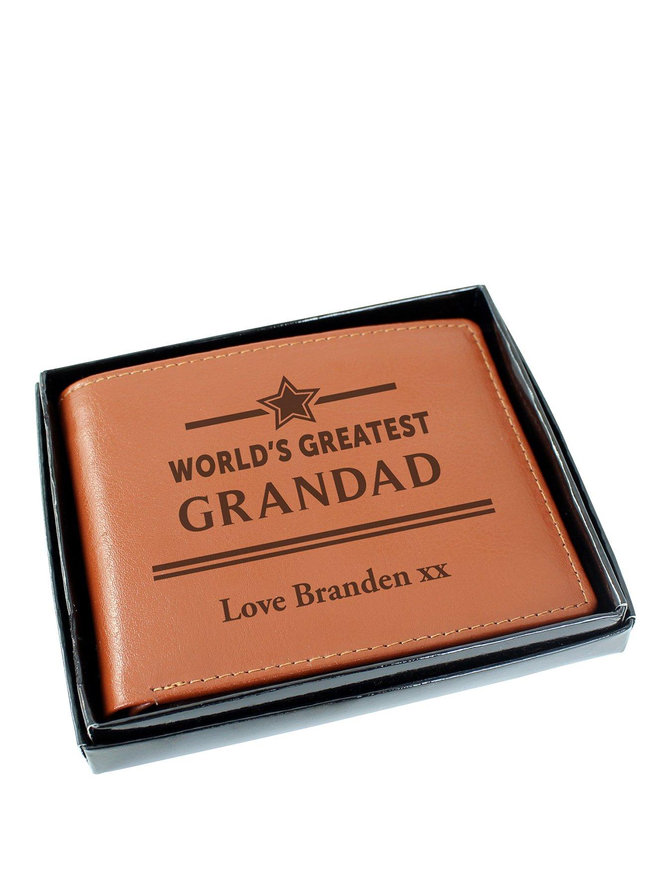 undefined Personalised World's Greatest Grandad Tan Leather Wallet