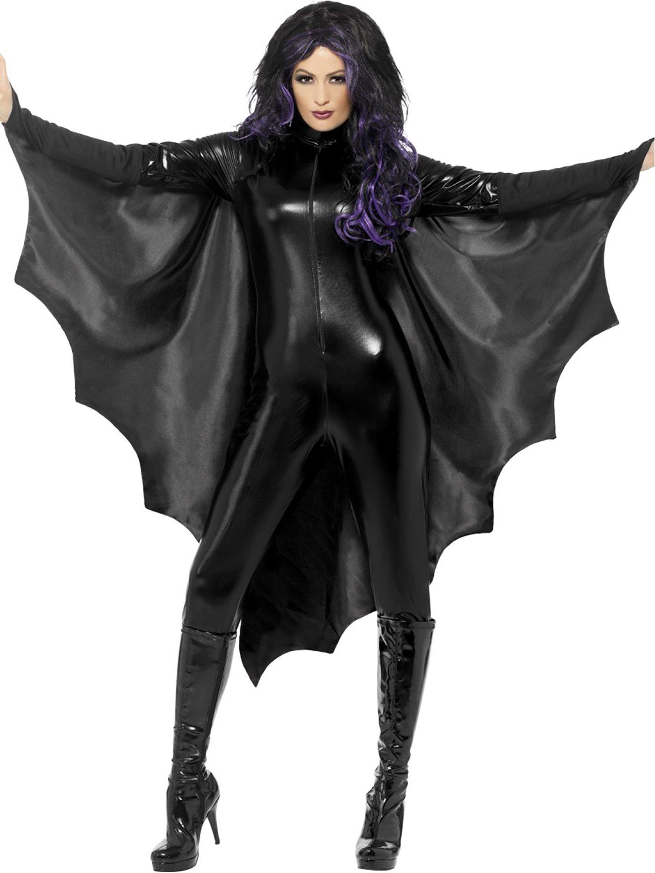 Vampire Bat Wings Black with High Collar - Adults Costume