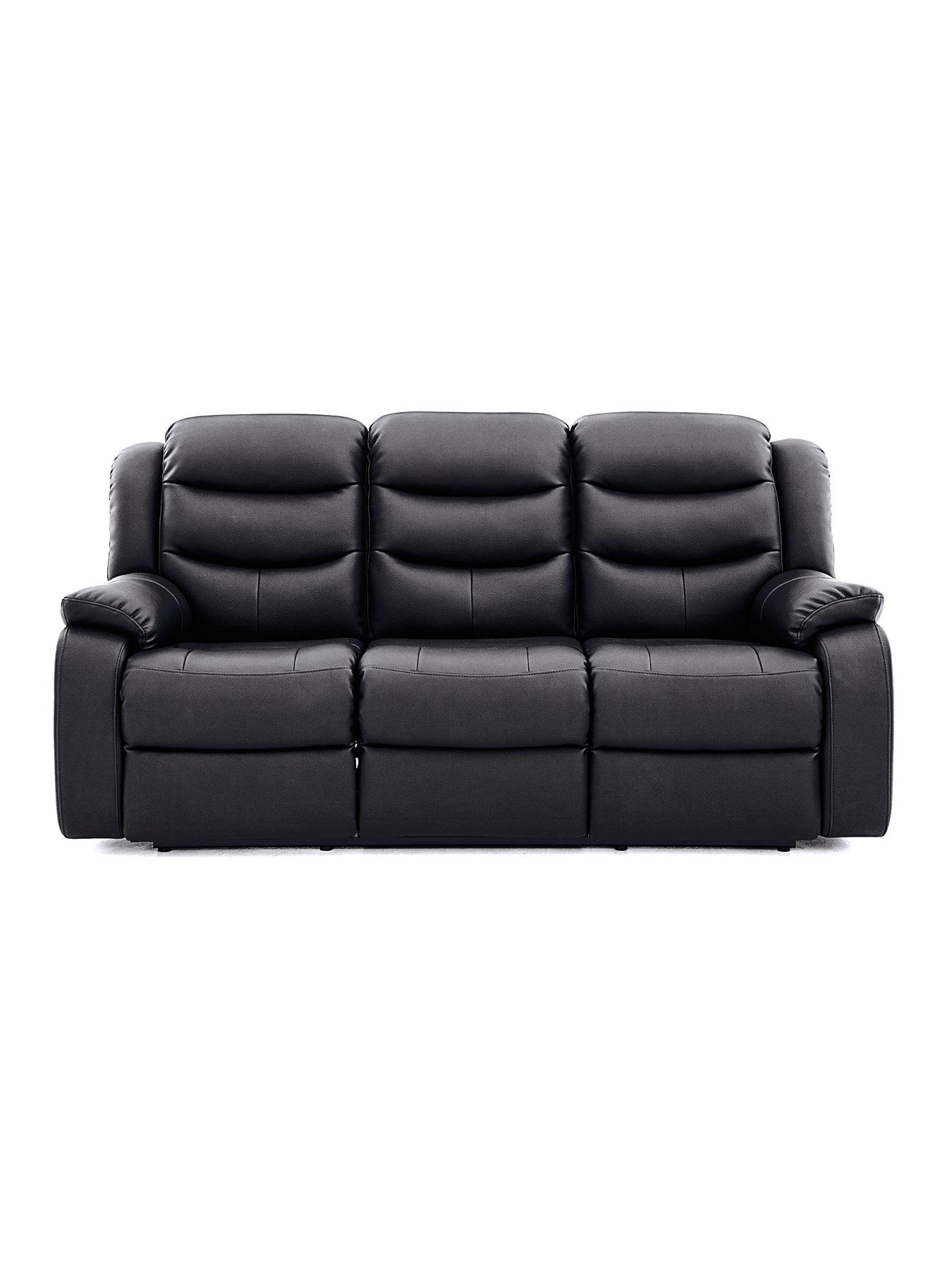 undefined Rothbury Luxury Faux Leather High Back  3 Seater Manual Recliner Sofa - FSC® Certified